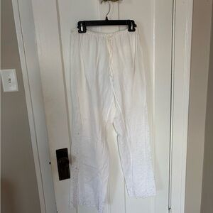 White Lace Trim Pants Cotton/Linen Nakd Fashion size EU 36/US S